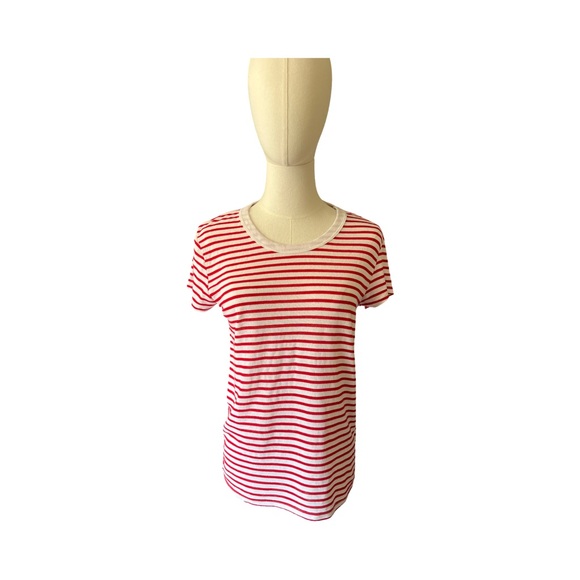 John Galt Red White Striped Tee Shirt OS Made in Italy Cotton Stretch - Picture 1 of 6